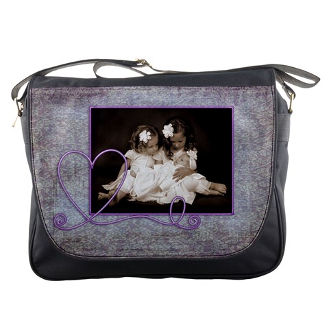 Purple Heart Messenger Bag By Catvinnat Front