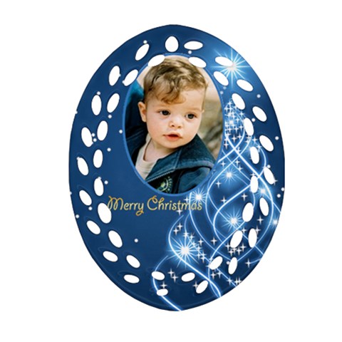 Christmas Filigree Oval Ornament 3 By Deborah Front