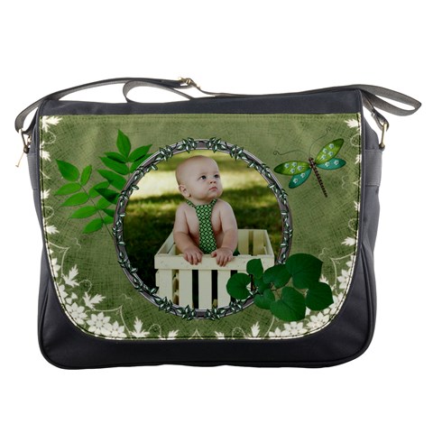 Green Nature Messenger Bag By Lil Front