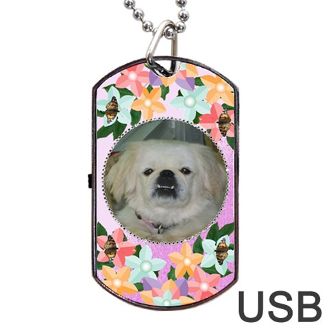 Pink And Purple Dog Tag Flash (two Sides) By Kim Blair Back