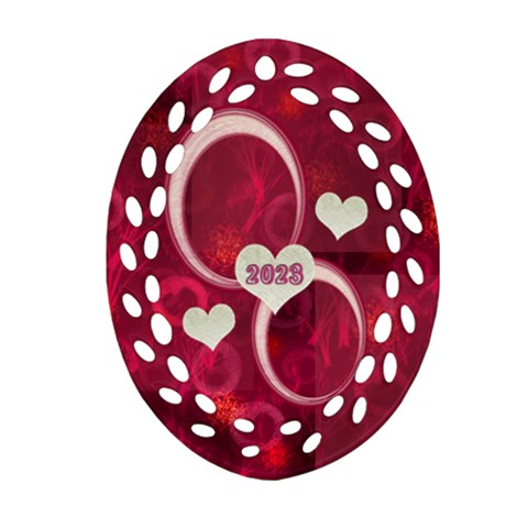 Pink Love Oval Filigree Ornament By Ellan Front