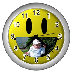 mo smile clock - Wall Clock (Silver)