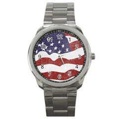 flag sport metal watch