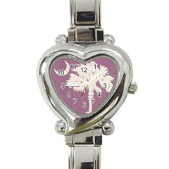 Pink Palmetto Tree Heart Watch - Heart Italian Charm Watch