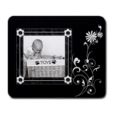Pretty Black And White Large Mousepad By Lil Front