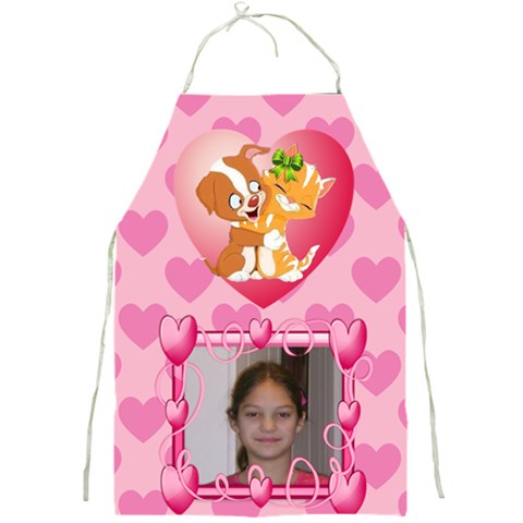 Puppy And Kitten Hugs Full Print Apron By Kim Blair Front