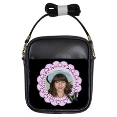 Black with Pink Lace Girls sling Bag