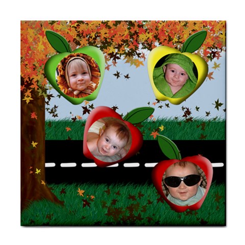 Fall Apples Tile Coaster By Chere s Creations Front
