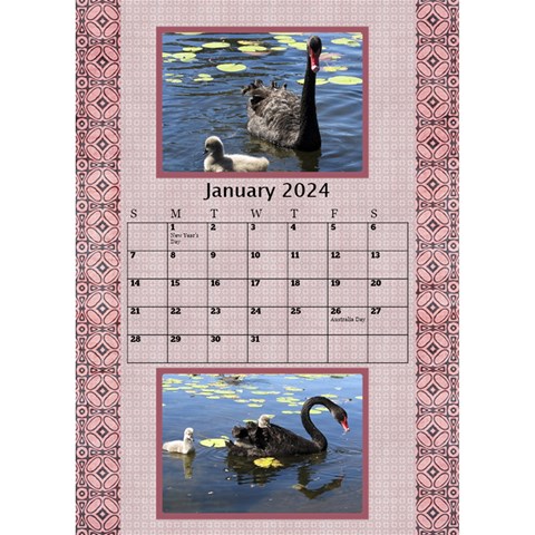 Tones Of Red Desktop Calendar By Deborah Jan 2024