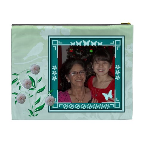 Green Butterfly Frame Cosmetic Bag (xl) By Kim Blair Back