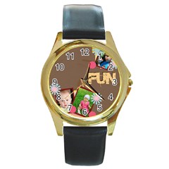 fun - Round Gold Metal Watch