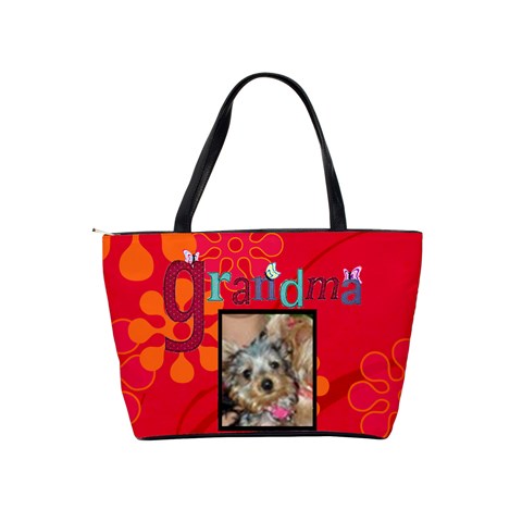 Red Flowered Classic Handbag By Kim Blair Back