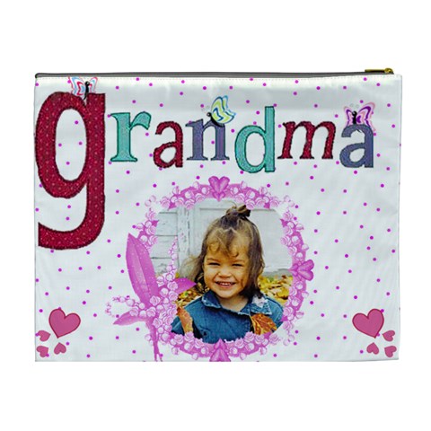Grandma Pink Dots Cosmetic Bag (xl) By Kim Blair Back