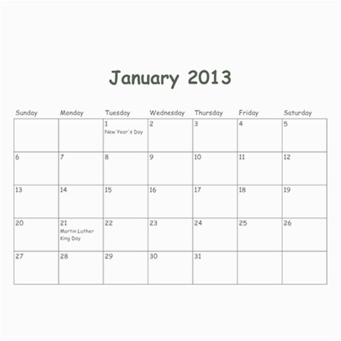 Calendar For Cheryl 2013 By Carrie Wardell Feb 2013