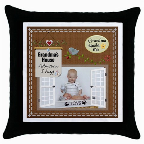 Grandmas House Throw Pillow Case By Lil Front