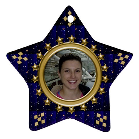 Blue Sparkle Star Ornament By Deborah Front