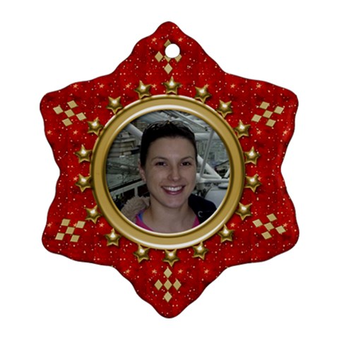 Red Sparkle Snowflake Ornament (2 Sided) By Deborah Front