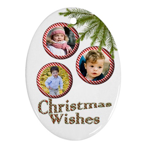 Christmas Wishes Oval Ornament (2 Sided) By Deborah Front