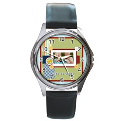 life is great - Round Metal Watch