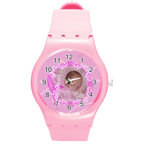 Pink Plastic Floral Sport Watch By Kim Blair Front