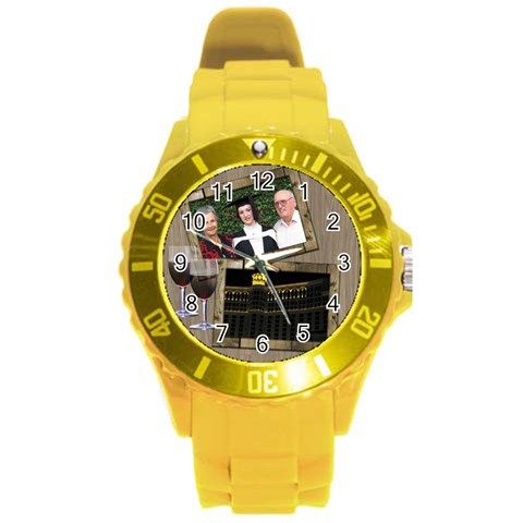 Time For A Wine Round Plastic Sport Watch Large By Deborah Front