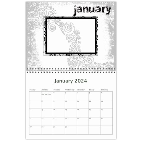 Faded Glory Monochrome 2024 Calendar By Catvinnat Jan 2024