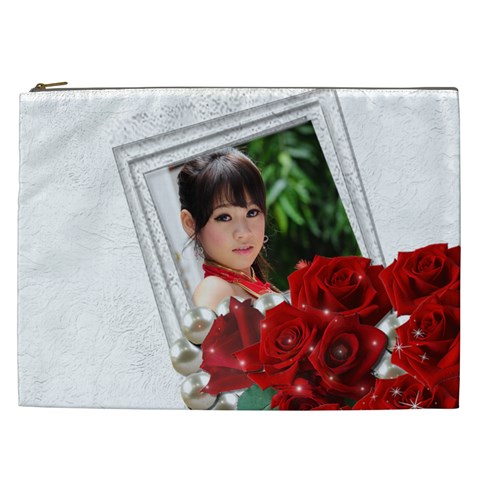 Framed With Roses Cosmetic Bag Xxl By Deborah Front
