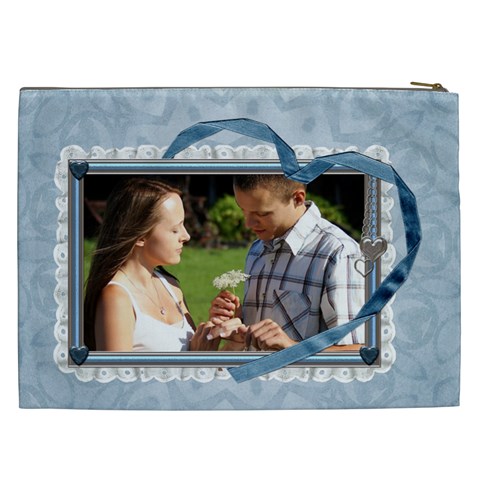 Blue Heart Xxl Cosmetic Bag By Lil Back