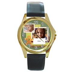 xmas - Round Gold Metal Watch