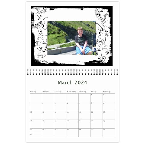 Classic Swirly Grunge  2024 Calendar  By Catvinnat Mar 2024