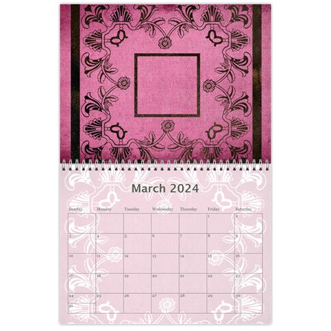Art Nouveau Pink Calendar 2024 By Catvinnat Mar 2024
