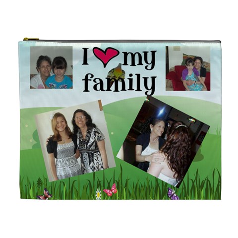 I Love My Famiy Cismetic Bag (xl) 2 Sides By Kim Blair Front
