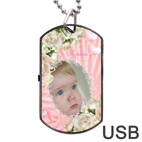 Baby Girl  Dog Tag Usb Flash (2 Sided By Deborah Front