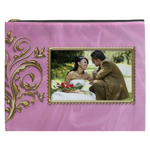 Pink And Gold Cosmetic Bag Xxxl By Deborah Front