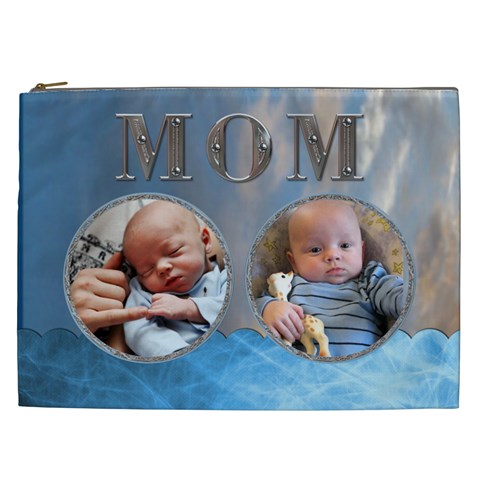 Mom Blue Xxl Cosmetic Bag By Lil Front