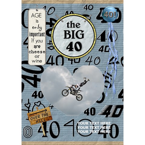 40th Birthday 7x5 3d Card By Lil Inside