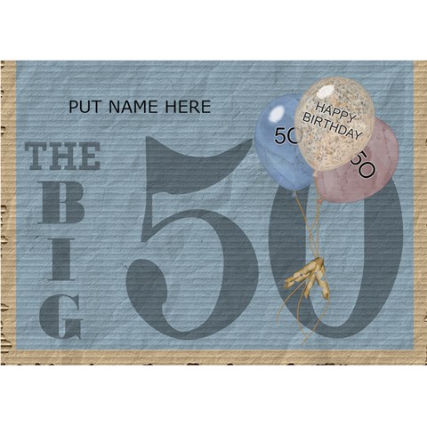 50th Birthday 7x5 3d Card By Lil Front