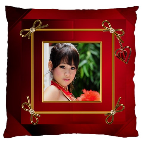 Red And Gold Framed Large Cushion Case (2 Sided) By Deborah Front