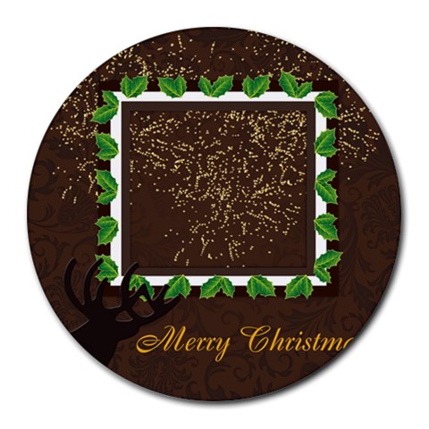 Xmas By Wood Johnson 8 x8  Round Mousepad - 12