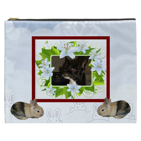 Snow Bunnie Cosmetic Bag (xxxl) 2 Sides By Kim Blair Front