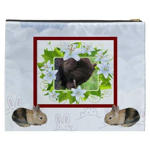 Snow Bunnie Cosmetic Bag (xxxl) 2 Sides By Kim Blair Back