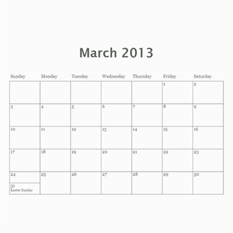 2013 Basic Black & White Calendar By Mim Jun 2013