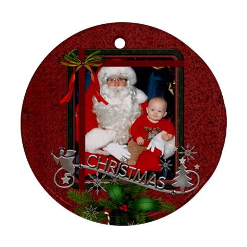 Red Christmas Round Ornament (2 Sides) By Lil Back