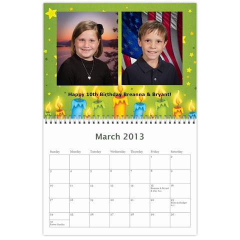 2013 Calendar By Bridget Mar 2013