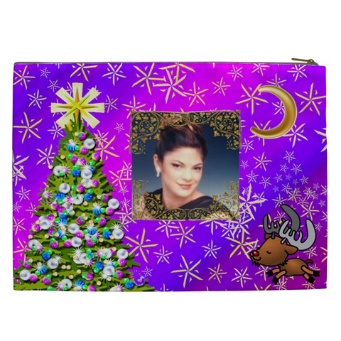 Purple Varigated Starry Christmas Cosmetic Bag (xxl) By Kim Blair Back