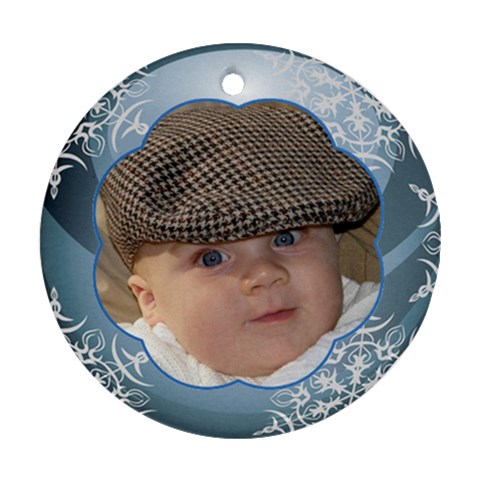 Blue Ball Round Christmas Ornament (2 Sided) By Deborah Front