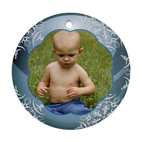 Blue Ball Round Christmas Ornament (2 Sided) By Deborah Back