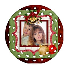merry christmas - Round Filigree Ornament (Two Sides)