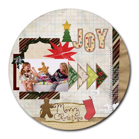 Merry Christmas By Betty 8 x8  Round Mousepad - 1