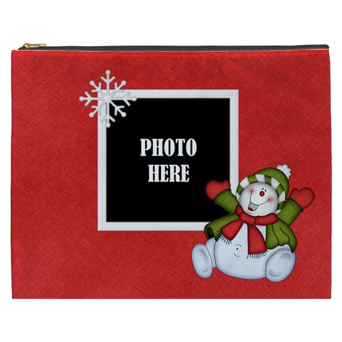 Five Little Snowmen Xxxl Cosmetic Bag 1 By Lisa Minor Front